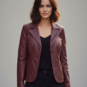 Danier - Purple Genuine Leather Blazer Jacket